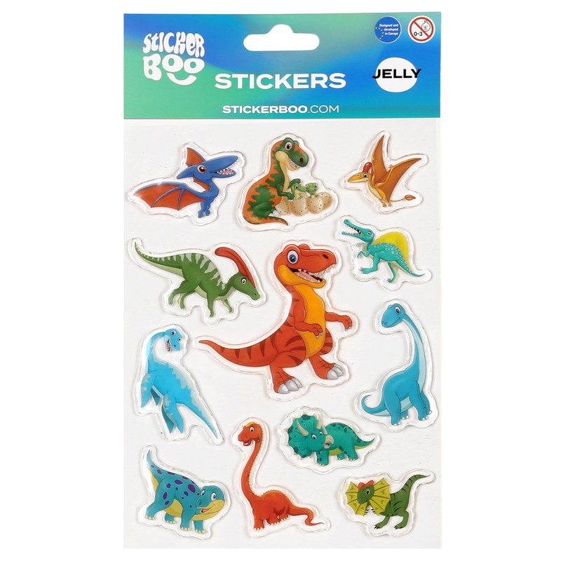 Dinosaur Gel Sticker Set, 3D Stickers for Children, Dinosaur, 12