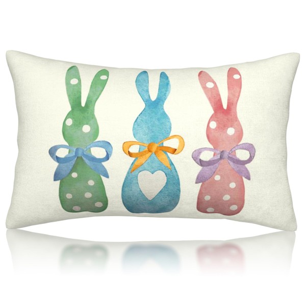 COCHIE Three Colourful Rabbit Easter Cushion Cover, 30 x 50