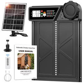 Large Automatic Chicken Coop Door, Aluminum Automatic Chicken Door with LCD Display, Solar Pannel