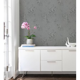 Erfoni 118"x17.7" Gray Peel and Stick Wallpaper Thicken Floral Embossed Contact Paper Flower Textured Self Adhesive Wallpaper Grey Vintage Removable Wall Paper Decorative Home Accent Wall Covering