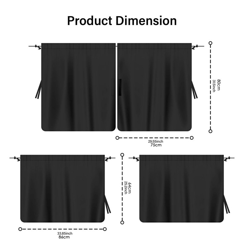 Car Window Curtains, Car Window Shades - Rear Seat and