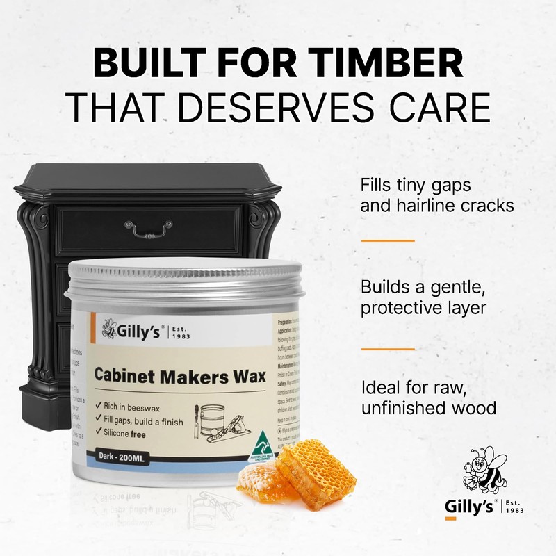 Gilly's Cabinet Makers Wax Clear 200ml | Firm Timber Wax