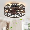 Caged Ceiling Fan with Light and Remote, 20" Low Profile