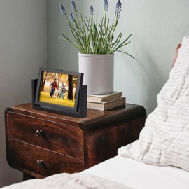 5x7 Picture Frame Double Sided Picture Frames Standing Desk Photo Frame Wood Picture Frame Stand Rotating HD Acrylic Covers Picture Frames Black Photo Frame for Tabletop or Desktop Vertical Display (5x7 Inch/1pcs)