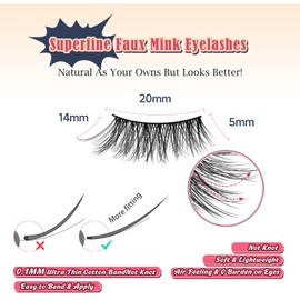 Half Lashes Cat Eye 14MM Corner Lashes False Eyelashes Natural Look C Curl Wispy Half Eyelashes 3/4 Lashes with Thin Cotton Band Soft Eyelash Pack Siligli 7 Pair