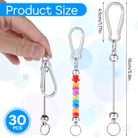 DIVINA VITAE 30Pcs Beadable Keychain Bars Sliver Bulk Blank Beadable Keychains Cute Metal Keychains Bar DIY Keychain Supplies for Women Men(Silver)