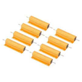 PATIKIL 100W 1.5 Ohm Aluminum Shell Resistor 8 Pack Aluminum Housing Resistor Housing Case Winding Resistor Screw Tap Power Resistor 5% Tolerance Gold