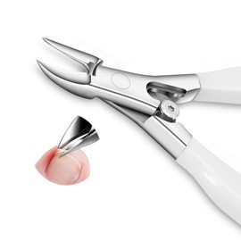 Toenail Clipper for Thick Toenails,Heavy Duty Ingrown Nail Clippers,Podiatrist Toenail Nipper/Cutter for Seniors with Sharp Blades,Protective Cover,Anti-Slip Soft Handle,Safe Buckle Design(White)