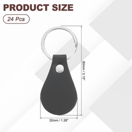 PATIKIL 24Pcs Leather Key Fob Kit, Round PU Leather Keychain Blanks with Rivets and Key Rings Key Chains Bulk for DIY Craft Laser Engraving, Black