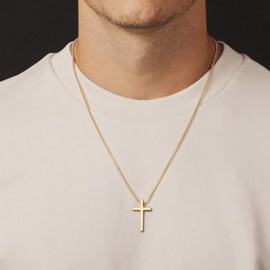 IEFSHINY Gold Cross Pendant Necklaces for Men - Medium Pendant Chain 20 Inch Gold Religious Gifts for Women Men