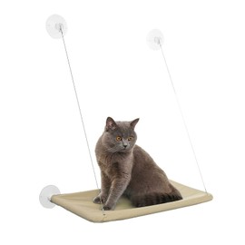 YAUYAP Hamaca para Gatos, Hamaca Cama De Ventana Soporta hasta 38,5 Libras (Caqui)