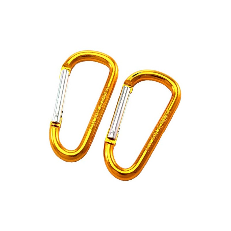 10 Aluminium Carabiner Hooks 50 x 5 mm Gold Fire