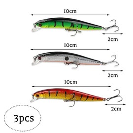 Minnow Wobbler, FainFun 3 Pieces 10 cm Fishing Lure Pike Wobbler Set, Realistic Topwater Bait Set for Perch Pike Catfish, Artificial Bait Hard for Predatory Fish, Crankbait Floating for Freshwater