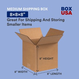 BOX USA 8x8x8 Corrugated Boxes, Small, 8L x 8W x 8H, Pack of 175 | Shipping, Packaging, Moving, Storage Box for Home or Business, Strong Wholesale Bulk Boxes