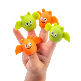 Fun Express 2 1/4" Bright Squishy Bat Multicolor Vinyl Finger Puppets – 12 Pieces