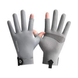 Men's UV Protection Gloves, Summer, Cool Material, UV Protection Factor, UPF 50+, Two-Finger Design for Easy Touch Panel Control, UV Protection, Breathable, Quick Drying, Work Out, Driving, Bicycle (2
