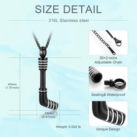 AIWENXI Hockey Stick Shape Cremation Jewelry for Ashes Urns Necklaces for Men Women Stainless Steel Pet Memorial Ash Holder Pendant Keepsakes Jewelry, Stainless Steel, No Gemstone