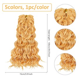 DICOSMETIC 4Pcs Doll Hair Wig 20cm Curly Long Dolls Hair High Temperature Fiber Dolls Hairs Weft Extensions Colorful Faux Hairs Replacement for Doll Making Kits Arts Supplies