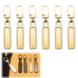 Zipper Pull Replacement, Detachable Zipper Pull Tabs for Jackets Backpacks Luggage Purses Coats – Easy to Install, Durable Zinc Alloy – Available in Black, Gold, Silver (6 Pack Gold)