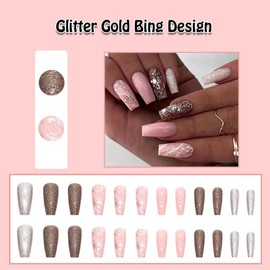 ANDGING Black Stiletto Press on Nails Long French Tip Fake Nail fake on Nails for Women with Matte Glitter Rhinestone Design Cute Acrylic False Nail Stick on Nails for Wedding Birthday 24Pcs