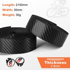 Cableet Bike Handlebar Tape with Carbon Effect Anti-Slip Shock Absorbing Gel Comfortable Durable PU EVA Bar Tape for Road Gravel Hybrid Bikes with End Plugs (Black)