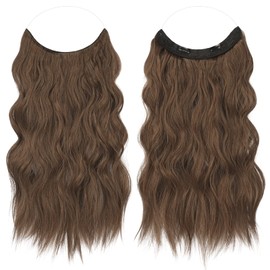FESHFEN Secrets Hair Extensions, Long Wavy Hair Extensions, Brown & Light Brown Mixed Invisible Secret Hair Extensions, Synthetic Hair, Invisible Hairpieces for Women, 40 cm