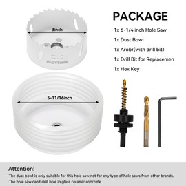 MOLLOM (3" | 76mm) HSS M42 8% cobalt BI-Metal Hole Saw with Dust Bowl,2 Pilot Drill Bits & Mandrel Smooth Cutting for PVC,Drywall,Wood,Plastic,Gypsum Board,Metal etc