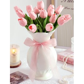 Pecfamly Coquette Room Decor - Bow Decor Bedroom - Bow Room Decor - Cute Flower Vase - Pink Bow Room Decor Coquette - Cute Bow Vase - Coquette Bow Bedroom Decor - Bow Aesthetic Flower Vase