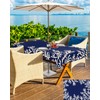 LBCASA Outdoor Tablecloth with Umbrella Hole and Zipper, Coral Navy