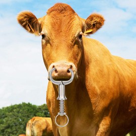 Tomantery Bull Nose Ring, Anti-Rust Cattle Nose Pliers Self-Locking Type for Farm Farming Accessories