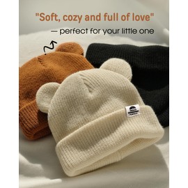 FURTALK Baby Beanie Winter Hat with Bear Ear for Infant Toddler Boys Girls Soft Knitted Skull Cap