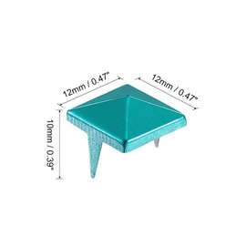 sourcing map 150 Pcs Pyramid Rivets for Clothing, 12mm 2-Jaw Square Rivets, Blue Metal Pyramid Studs Handicraft, Punk Rock Nailhead Spots for Clothing Bag Leather Shoes