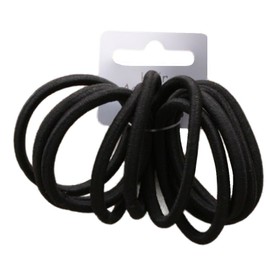 Set of 10 Black Thick Snag Free Endless Hair Elastics Bobbles Hair Bands