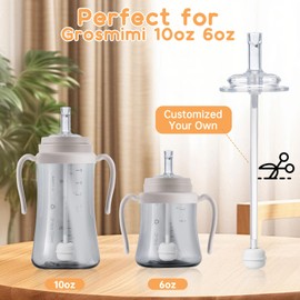 4Pcs Replacement Weighted Straws for GROSMIMI, Silicone Gravity Ball Straw Replacment for Grosmimi Magic Sippy Cup 10oz 6oz, Soft Bottle Straws for Sippy Cup, No Spill, Weighted Straw Kit