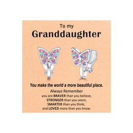 D Dongjiangjin Gift Clip on Earrings for Girls Kids Jewelry Hypoallergenic Cute Butterfly Birthday Granddaughter Gifts for 5 10 9 6 7 8 Year Old
