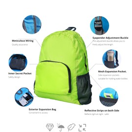 Lightweight Backpack for Travel, Small Hiking BackPack for Women Men, Packable Backpack, Foldable Backpack, Outdoor Backpack (Green)