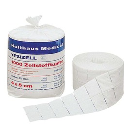 Holthaus Medical Ypsizell Cellulose Swabs Pads Rolls, 4 x 5 cm, 2 x Pack of 500