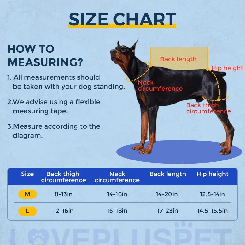 LISPOO Breathable Dog Hip Support Brace for Large Dogs, Adjustable