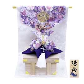 Osaka Choseido May Doll Compact Crepe Koinobori for Indoor Use, Name Included, Wooden Card Bonus Item Included (Separate Send), Transparent Helmet Decorative Instructions Set, Yukari (Purple)