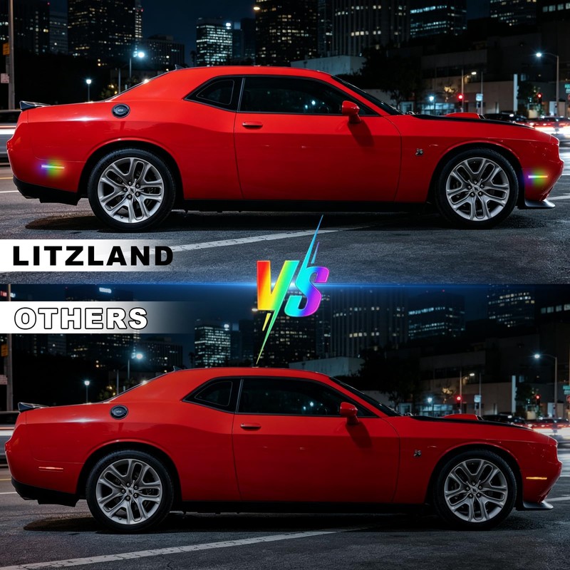 litzland Full LED RGB Side Marker Lights Compatible with Dodge