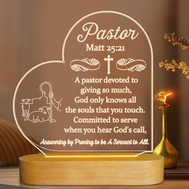 OkiyiD Pastor Appreciation Gifts, Pastor Gifts for Men - 3D Illusion Lamp LED Night Light, Thank You Presents for Preacher Birthday