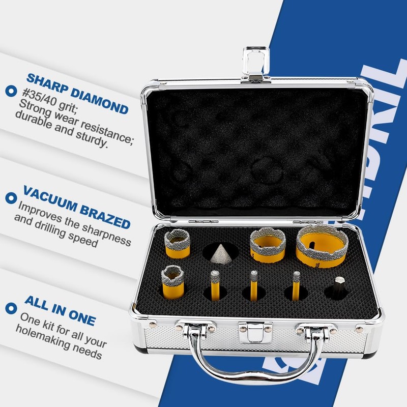 HIGHDRIL Diamond Drill Bits Kit with 5/8-11 for Porcelain Tile