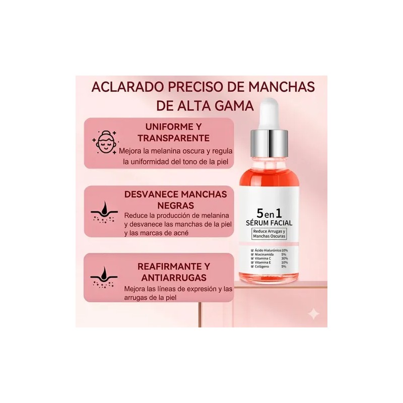 2sueros Facial 5en1 Vitaminac Colágeno Ácidohialuronico 30ml