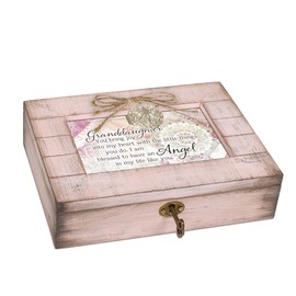 Cottage Garden Granddaughter Joy Blessed Blush Pink Distressed Locket Music Box Plays Amazing Grace
