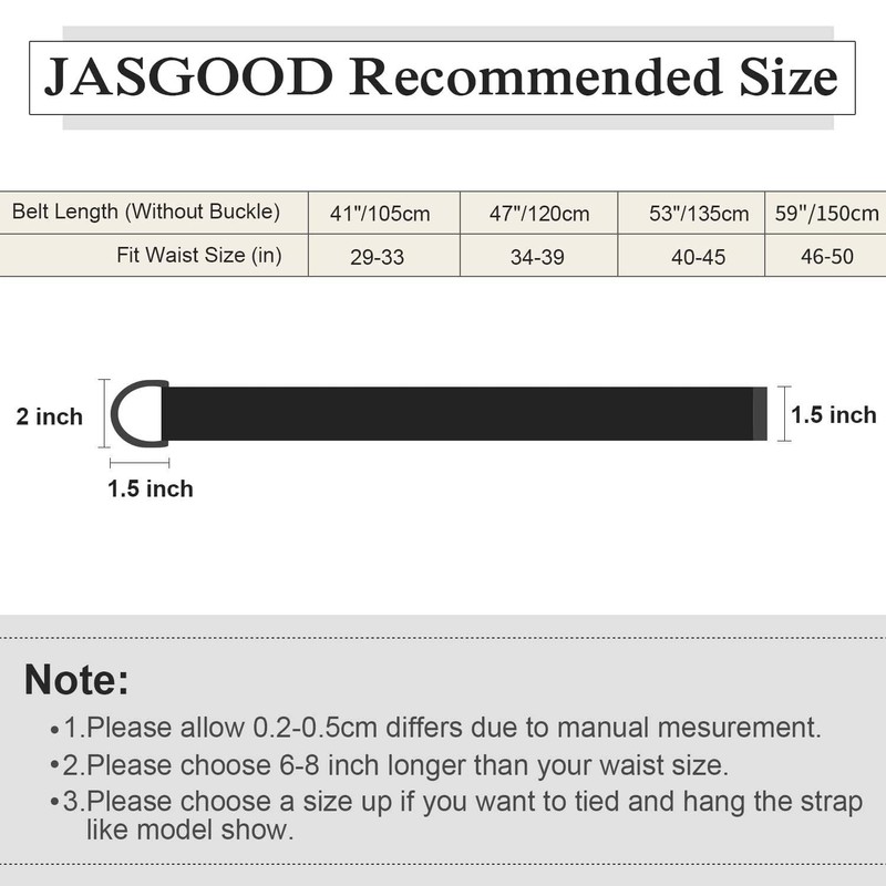 Men Black Canvas Belt,JASGOOD Webbing Cloth D Ring Buckle Belt