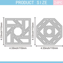 GLOBLELAND Octagon Square Background Cutting Dies for Card Making Photo Frame Background Die Cuts Carbon Steel Embossing Stencils Template for DIY Scrapbooking Album Craft Decor