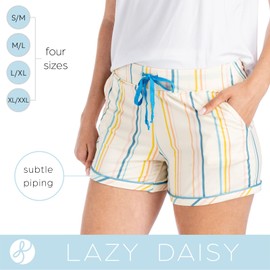 Hello Mello Signature Lounge Shorts Womens Soft Relaxed Pajama Bottoms Roomy Wide Leg Drawstring Waist Side Pockets - Havana Nights, Large/X-Large