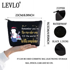 LEVLO Princess Cosmetic Bag Fairy Tale Fans Gift Remember You're The One Who Can Fill The World With Sunshine Makeup Bag Zipper for Women Girls, Remember that you are black, makeup bag