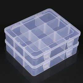 MINGXI 2 Pcs 9 Grids Clear Organizer Box Big Plastic Storage Container with Adjustable Dividers for Beads Art DIY Crafts Jewelry Fishing Electronics Small Parts