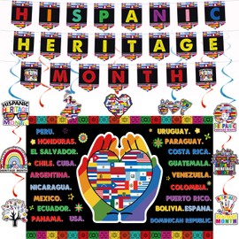 Hispanic Heritage Month Party Decorations Set, Hispanic Heritage Hanging Swirls Large Latin American Backdrop National Hispanic Heritage Month Banner, Spanish Speaking Countries Decorations
